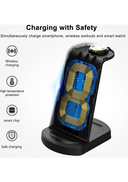 A001-A 15W Hızlı Şarjlı 3'lü Kablosuz Şarj Cihazı (Yurt Dışından) modelleri