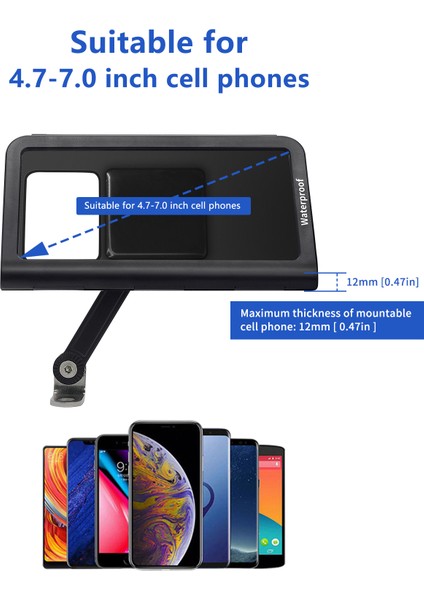 Suya Dalı Motosiklet Telefon Tutacağı 4.7 - 7.0 Inç 360° Ayarlanabilir Döndürme (Yurt Dışından) modelleri