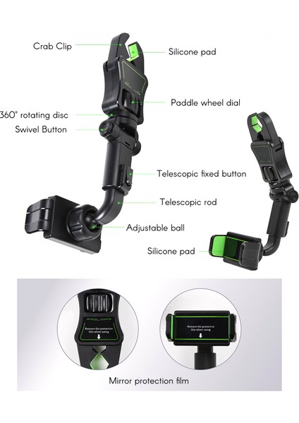 Araba Çok Fonksiyonlu Cep Telefonu Tutucu Geri Görüş Aynası Tutucu (Yurt Dışından) fiyatları