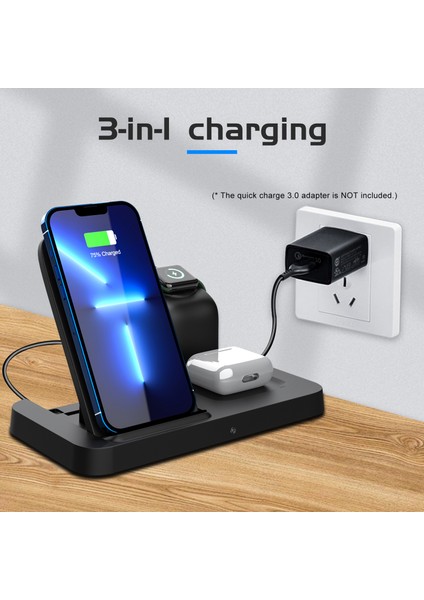 A002 3'lü Katlanabilir 15W Hızlı Şarjlu Kablosuz Şarj Cihazı (Yurt Dışından) modelleri