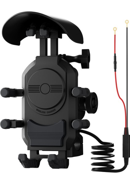 Motosiklet Telefon Tutucu 15W Kablosuz Şarj 360° Dönüş (Yurt Dışından)