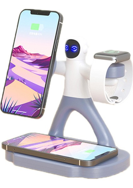 Magsafe Uzaylı Ikili 15W 3'lü Manyetik Kablosuz Hızlı Şarj Cihazı (Yurt Dışından)