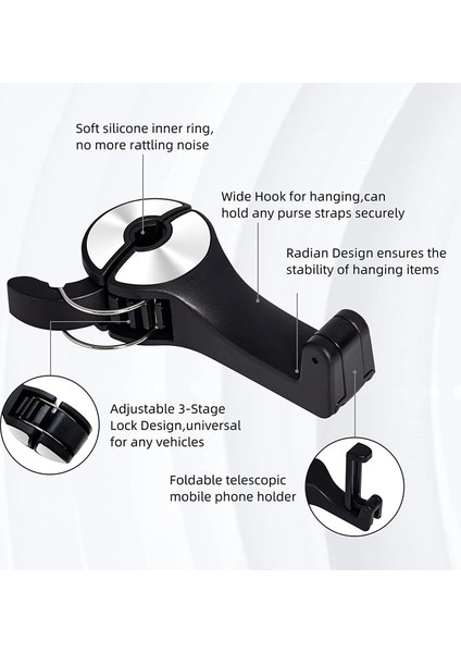 Iki-In-Bir Araba Koltuk Uyuyucu Kancası Gizli Yaratıcı Kilitli Kanca Tipi (Yurt Dışından) modelleri