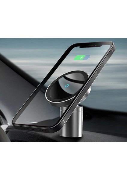 15W Manyetik 2'li 1 Kablosuz Araba Şarjı Magsafe Siyah (Yurt Dışından)