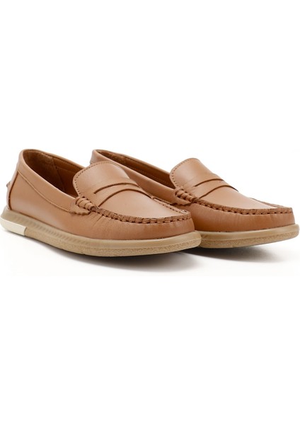 Kadın Taba Antik Rok Hakiki Deri Comfort Loafer
