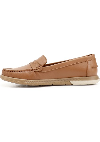 Kadın Taba Antik Rok Hakiki Deri Comfort Loafer