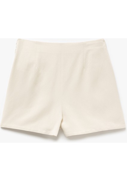 Keten Karışımlı Kruvaze Bağlama Detaylı Şort Etek indirimleri