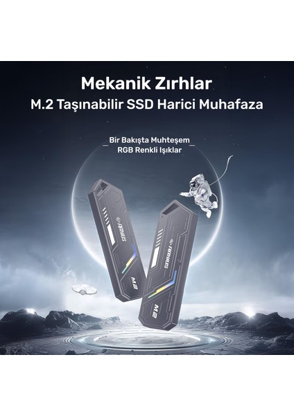 DK03 Usb-A/type-C Kablolu Rgb 22X80 M.2 Nvme Taşınabilir Harici SSD (Boş Kutu)