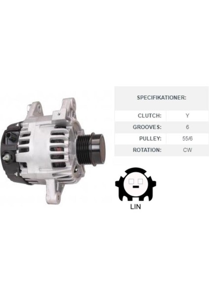 12V Alternatör Dinamo 90 A (Tek Fiş) (Lın) Toyota Aurıs/corolla 2012-2018