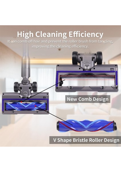 Dyson V7 V8 V10 V11 V15 Sert Zemin Süpürgesi Aparatı LED Işıklı V Şekli Turbo Kıllı Silindir Fırça Temizleme Başlığı (Yurt Dışından)
