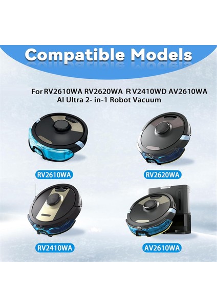Shark RV2610WA RV2620WA RV2410WD AV2610WA Aı Ultra 2'si 1 Arada Robot Süpürge Modelleri Için 8 Adet Mop Ped Yedek Parçaları (Yurt Dışından)