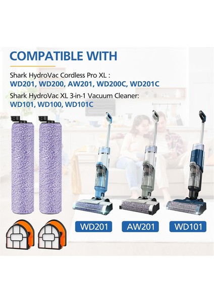 WDB1F2 Yedek Fırça Rulosu ve Filtre Paketi Shark Hydrovac WD101 WD201 WD100 WD200 AW201 Elektrikli Süpürge Parçaları (Yurt Dışından) modelleri