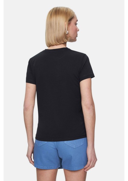 Isolde Açık Sarı Bisiklet Yaka Baskılı Standard Fit Kadın Tshirt