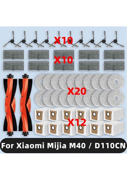 Xiaomi Mijia Omni M40 / D110CN Yedek Parça Toz Torbası Paspas Bezi Ana Yan Fırça Hepa Filtre Aksesuarları (Yurt Dışından)