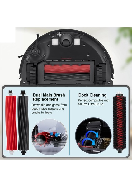 Roborock S8 Pro Ultra Robot Süpürge Ana Yan Fırça Hepa Filtre Paspas Bezi Toz Torbaları Aksesuarlar Yedek Parçalar (Yurt Dışından)