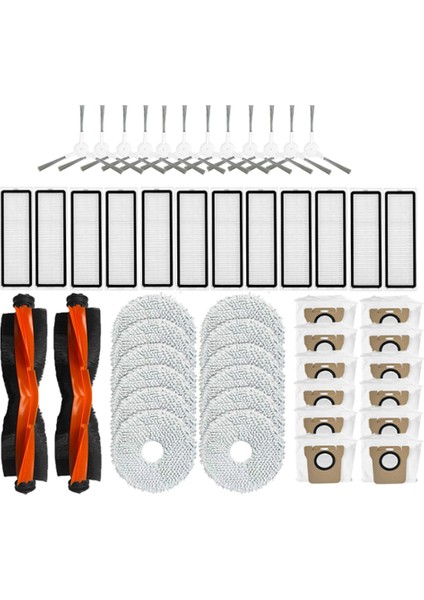 Xiaomi Robot Vakum X20 + / X20 Plus Parçaları Için 50 Adet Yedek Kit Ana Yan Fırça Hepa Filtre Paspas Bezi Toz Torbası (Yurt Dışından)