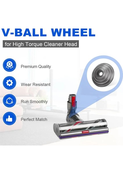 Dyson Yüksek Torklu Temizleme Başlığı Için V-Bilyalı Tekerlek, Dyson V6 V7 V8 V10 V11 V15 Kablosuz Elektrikli Süpürge Için Uygun (Yurt Dışından)