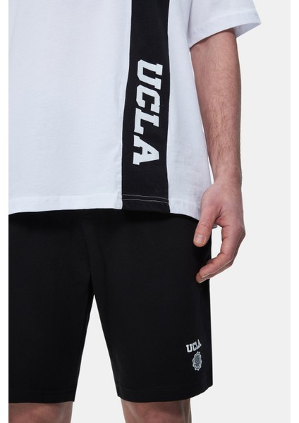Keıth Beyaz Bisiklet Yaka Baskılı Oversize Erkek Tshirt