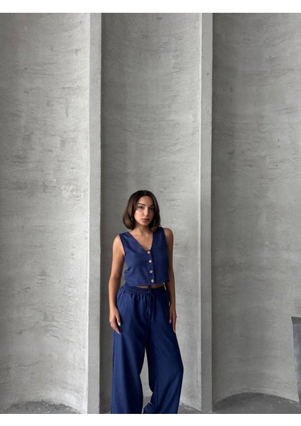 Keten Kumaş Yelekli Pantolon Takım modelleri