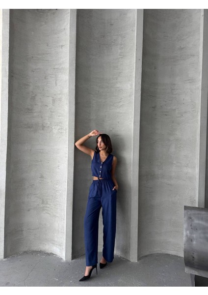 Keten Kumaş Yelekli Pantolon Takım fırsatları