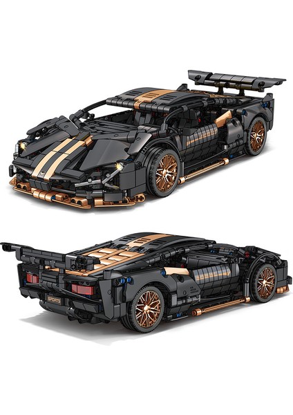 Siyah Boğa Montaj Yapı Taşları 1:14 Lambo Spor Araba Oyuncak Modeli (Yurt Dışından)