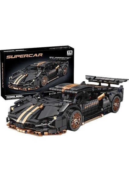 Siyah Boğa Montaj Yapı Taşları 1:14 Lambo Spor Araba Oyuncak Modeli (Yurt Dışından)