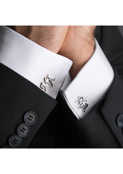 Satürn Silver Gümüş Kol Düğmesi Altın Kaplama Damat Hediyesi Kişiye Özel fiyatları