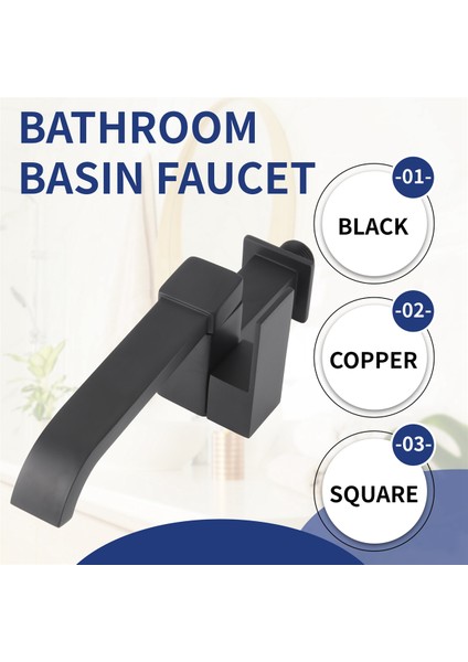 Banyo Lavabo Musluğu Duvara Monte Soğuk Su Küvet Şelale Musluk Lavabo Paspas Havuz Musluğu -Siyah (Yurt Dışından) indirimleri