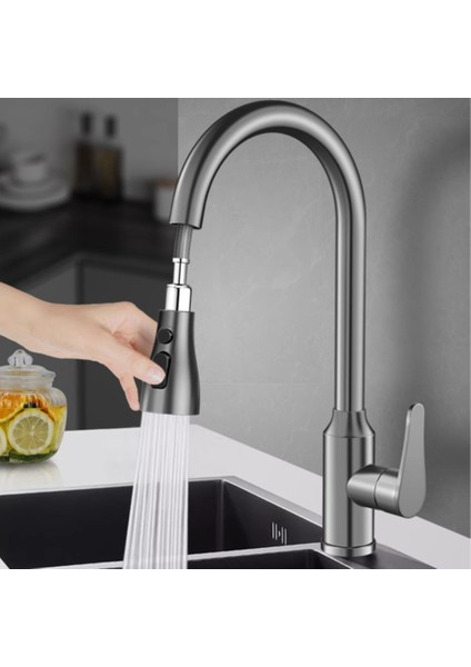 Mutfak Muslukları 304 Paslanmaz Çelik Çekmeli Lavabo Su Musluğu Güverte Üstü Mikser Başlıkları Sıcak Soğuk Musluklar Üçüncü Vites (Yurt Dışından) fiyatları