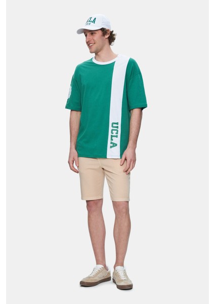 Keıth Yeşil Bisiklet Yaka Baskılı Oversize Erkek Tshirt modelleri