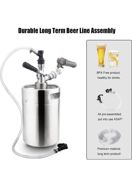 Ball Lock Bira Hattı Tertibatı, 20 Inç Piknik Musluğu Musluğu ve Cornelius Şarap Yapımı Için Bağlantı Kesme Ev Yapımı Bira Soda Dağıtım Bağlantı Parçası (Yurt Dışından)