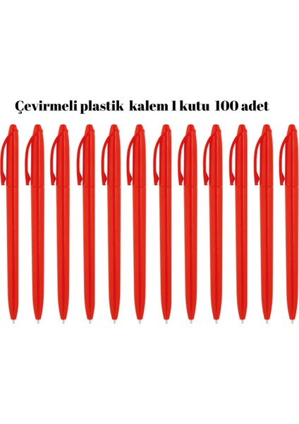 Plastik Tükenmez Kalem 100 Adet Tükenmez Kalem Mavi Renk Yazmaktadır Çevirmeli