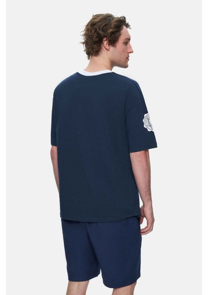 Keıth Beyaz Bisiklet Yaka Baskılı Oversize Erkek Tshirt