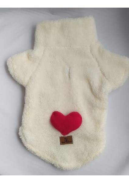 Köpek Kıyafeti Beyaz Wellsoft Sweat Kalp Detaylı