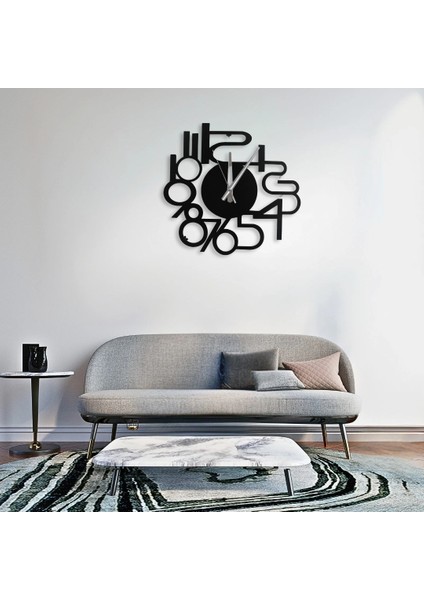 Ev, Ofis ve Kafe Dekoru Için Sessiz Duvar Saati | 40 cm Siyah Metal | Estetik Tasarım