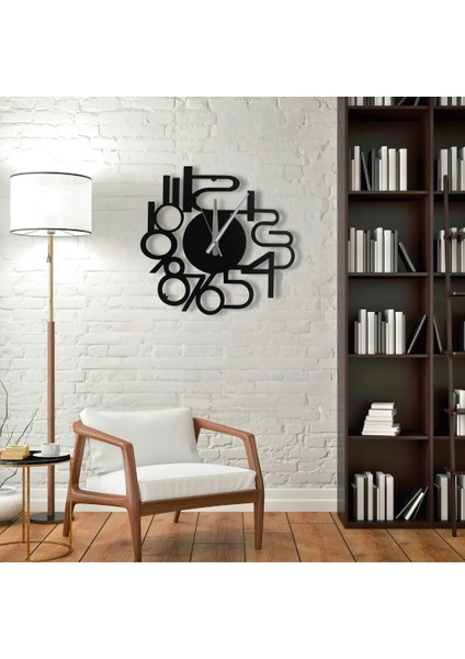 Ev, Ofis ve Kafe Dekoru Için Sessiz Duvar Saati | 40 cm Siyah Metal | Estetik Tasarım