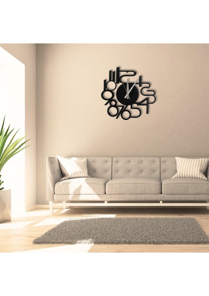 Ev, Ofis ve Kafe Dekoru Için Sessiz Duvar Saati | 40 cm Siyah Metal | Estetik Tasarım