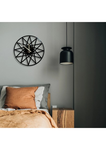 Siyah Metal Duvar Saati 40 cm Lazer Kesim Sessiz Mekanizma Modern Tasarım fiyatları