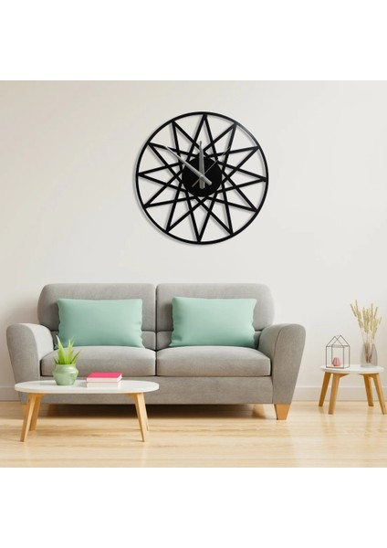 Siyah Metal Duvar Saati 40 cm Lazer Kesim Sessiz Mekanizma Modern Tasarım modelleri