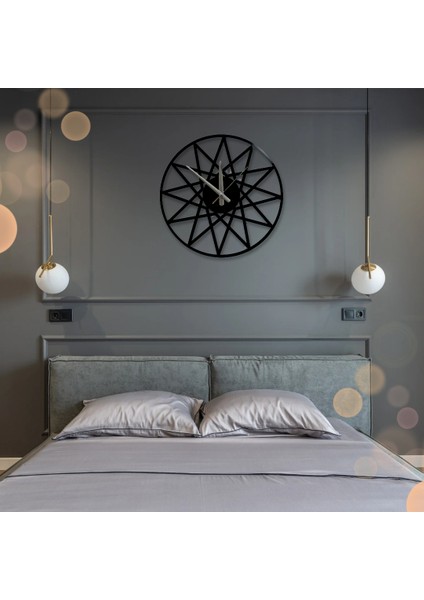 Siyah Metal Duvar Saati 40 cm Lazer Kesim Sessiz Mekanizma Modern Tasarım fırsatları
