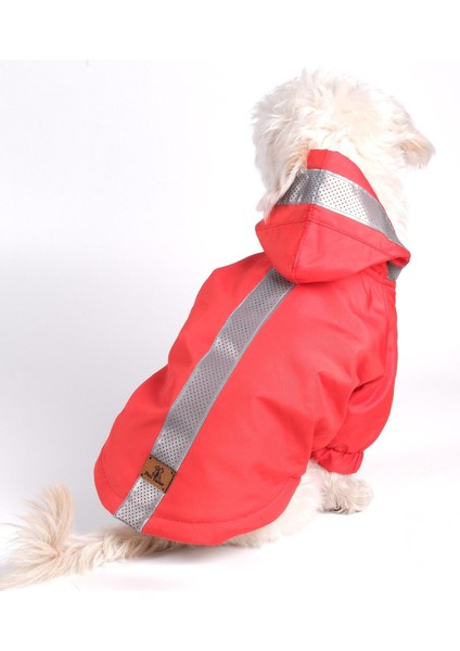 Köpek Kıyafeti Red Bondit İçi Kürklü Reflektörlü Kapüşonlu Mont Yağmurluk fiyatları