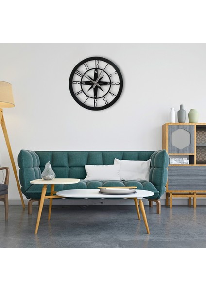 Iç Mekanlar Için Şık Dekoratif Duvar Saati | Siyah Metal | 40 cm | Sessiz Mekanizmalı fiyatları
