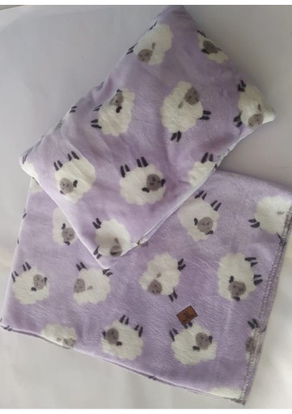 Köpek Battaniye Yastık Takımı Kuzu Desenli