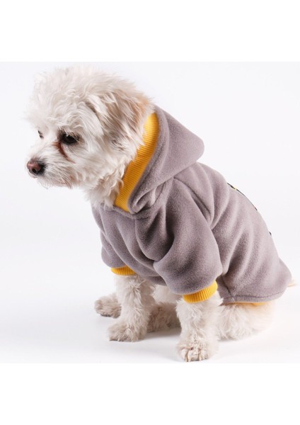 Köpek Kıyafeti Polar Kapüşonlu Gri Sweat Ribanalı fırsatları