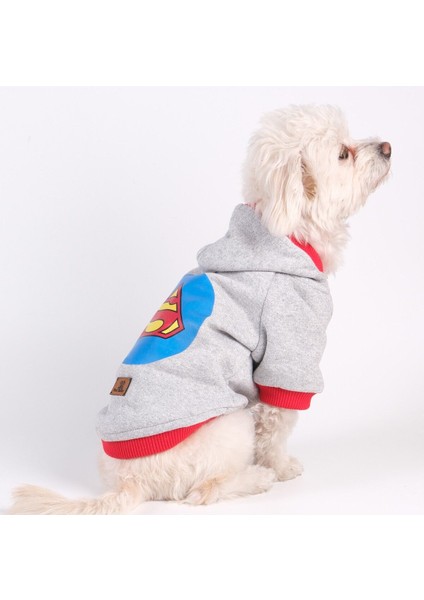 Köpek Kıyafeti 3 Iplik Süpermen Kapüşonlu Sweat Kırmızı Ribanalı fırsatları