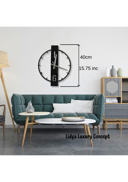 Elektrostatik Boyalı Metal Duvar Saati | Sessiz Saat Mekanizması | 40 cm Siyah | Duvar Dekoru