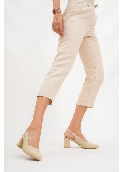 Tarçın Deri Günlük Kadın Topuklu Ayakkabı TRC71-0730