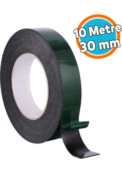 Çift Taraflı Köpük Sünger Bant Eva Montaj Bandı Siyah 30 mm x 10 Metre 1 Adet