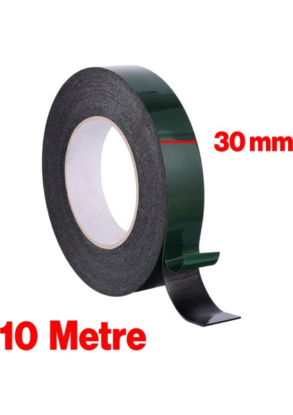 Çift Taraflı Köpük Sünger Bant Eva Montaj Bandı Siyah 30 mm x 10 Metre 1 Adet