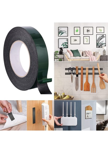 Çift Taraflı Köpük Sünger Bant Eva Montaj Bandı Siyah 30 mm x 10 Metre 1 Adet